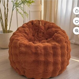 LIFEREVO Fluffy Faux Rabbit Fur Bean Bag Cover (No Filler), Burnt Orange